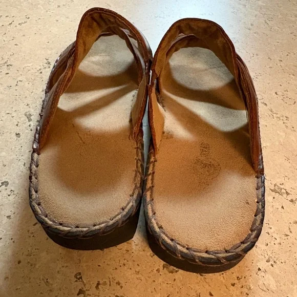 Vintage Brown Duck Head Leather Slide Sandals - Picture 5 of 6